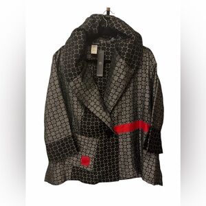 Moonlight Geometric Jacquard Jacket Red Accent Made USA
